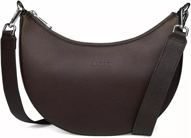 Aarni Luna olkalaukku Tummanruskea-Hopea - Korttikotelot ja rasiat - LUNA-TRUSKEA-HOPEA - 1