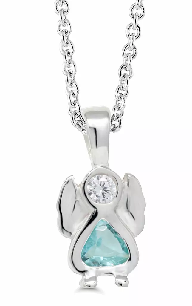 Hopeinen enkeli riipus zirkoneilla sin. - Hopeiset kaulakorut - 6-342351A - 1