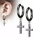 Cross risti korvakoru CZ Black H4108B - Teräksiset korvakorut - H4108B - 1