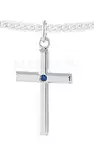Hopeinen rippiristi sinisell=C3=A4 zirkonilla C10052B - Rippiristi hopea - C10052B - 1