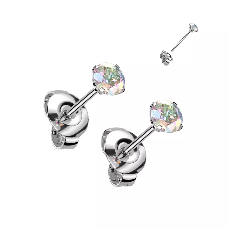 Korvakoru titanium 4 mm kivi - Teräksiset korvakorut - HT23-4-AB - 1