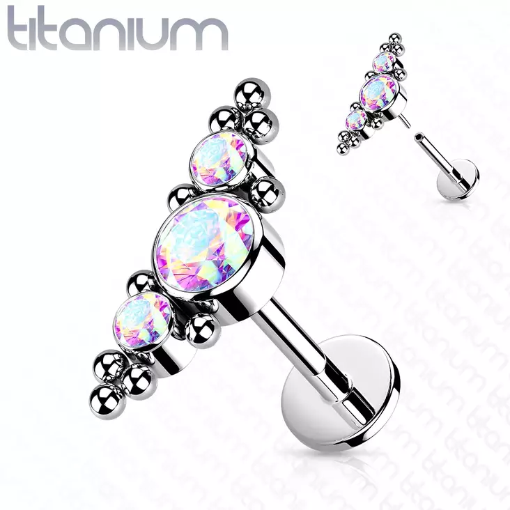 Titaani Helix koru zirkoneilla - Lävistyskorut - HW10-AB - 1