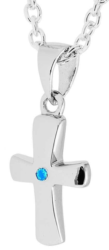 Toivo-risti sinisell=C3=A4 zirkonilla - Rippiristi hopea - CRR10B - 1