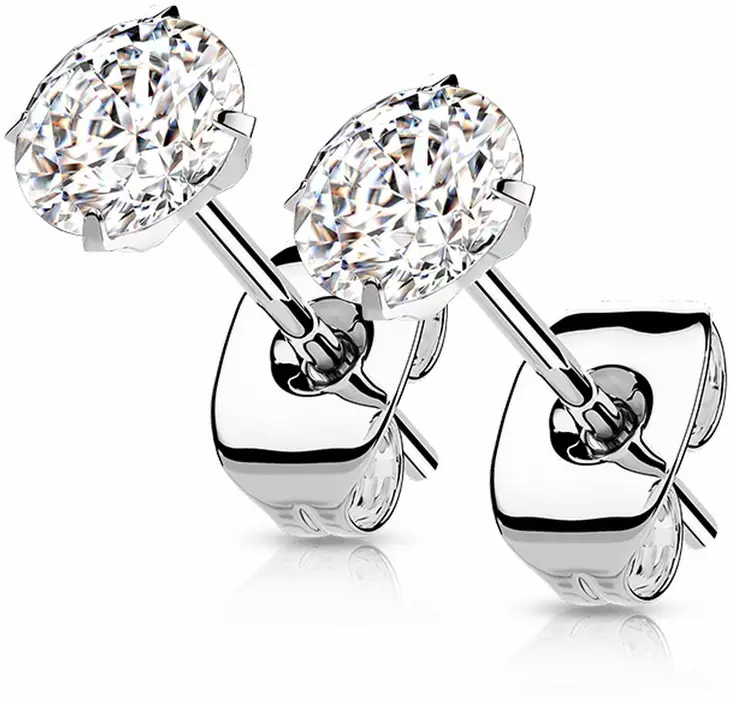 Titaanikorvakorut kivell=C3=A4 kirkas - Teräksiset korvakorut - H23ER7-3-C - 2