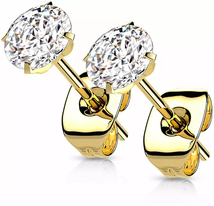 Titaanikorvakorut kulta-kirkas - Teräksiset korvakorut - H23ER7-3-GC - 1