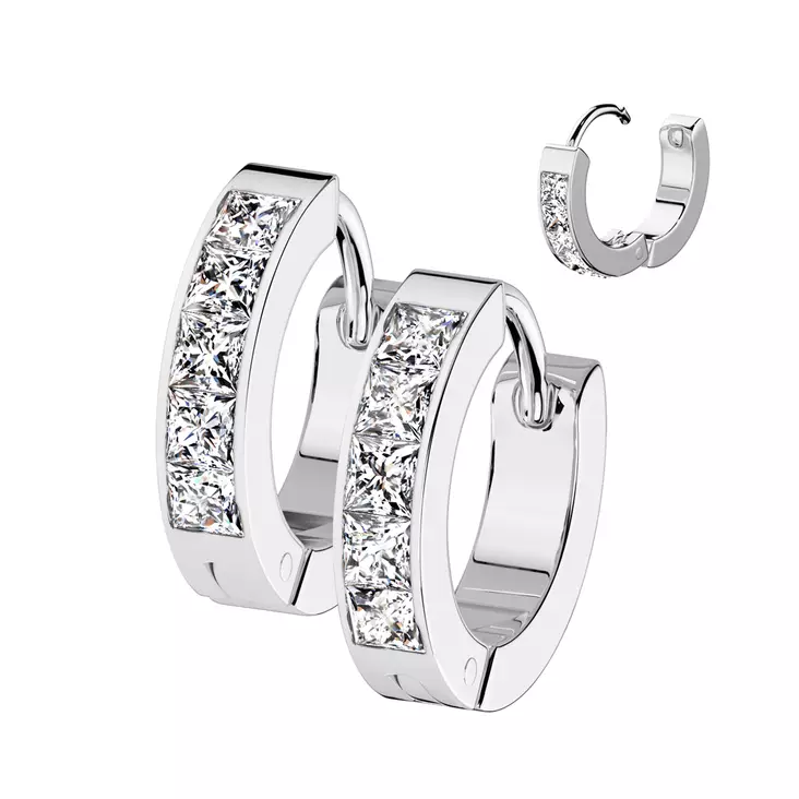 Teräskorvakorut zirkoneilla H877-STC - Teräksiset korvakorut - H877-STC - 1