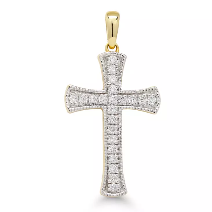 Kultaristi timanteilla 0,14 W7SI - Rippiristi kulta - 6-4744D - 2