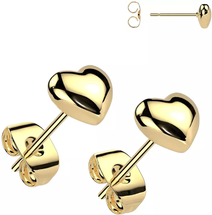 Syd=C3=A4nkorvikset kullattu tappi - Teräksiset korvakorut - H4602GD - 1