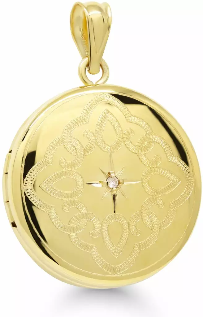 Hopeamedaljonki py=C3=B6re=C3=A4 20mm timantilla - Lahjaideat naisille - SPL-RD068DGF - 1