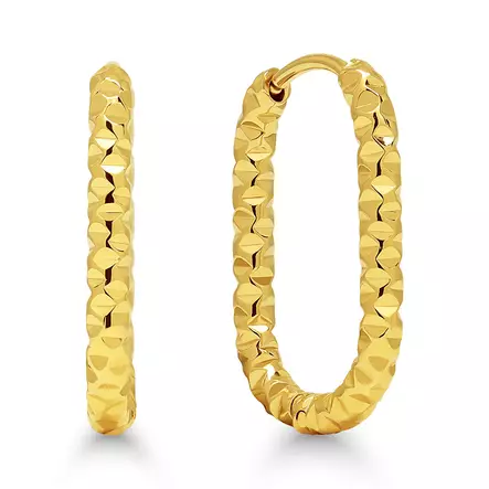 Teräskorvarenkaat timanttileik 17x13mm - Teräksiset korvakorut - SSE-1393G - 1