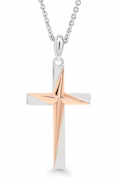 Hopeinen ristiriipus punakultauksella - Hopeiset riipukset - P-2010RG - 1