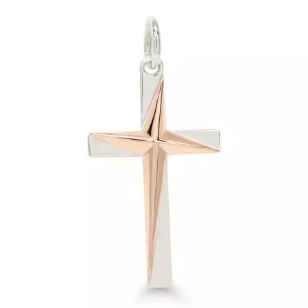 Hopeinen ristiriipus punakultauksella - Hopeiset riipukset - P-2010RG - 1