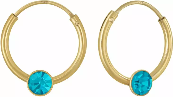 Kullatut korvarenkaat, vaalean sinisinen - Hopeiset korvakorut - Y2656AG - 1