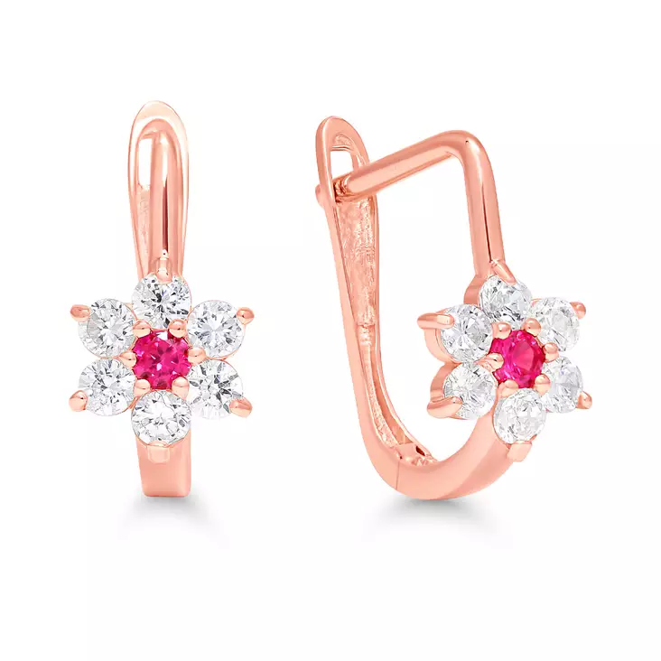 Kultaiset korvakorut Synteettinen rubiin - Korvakorut - 6-E43215ZpuRG - 1