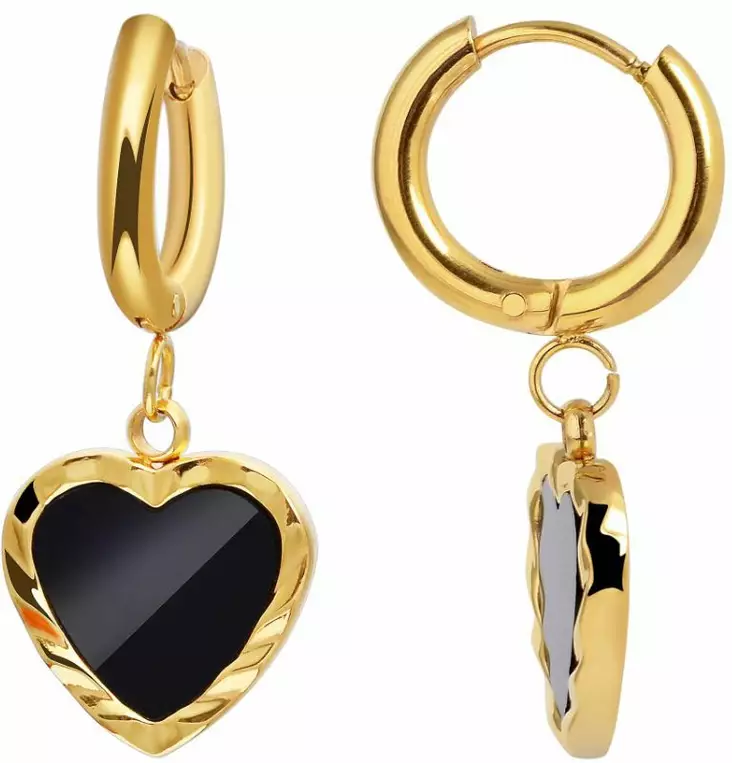 Syd=C3=A4nrengas kulta musta SH52G - Teräksiset korvakorut - SH52G - 1