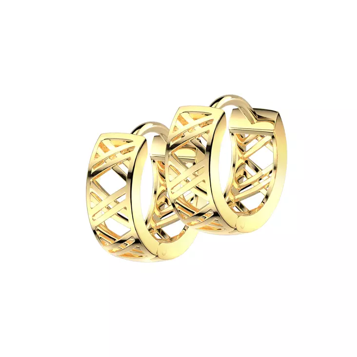 Teräs korvakoru kullattu - Teräksiset korvakorut - H4562G - 1