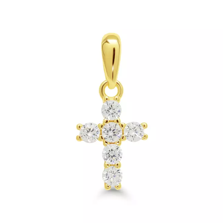 Kullattu hopea ristiriipus zirkoneilla - Hopeiset riipukset - P19389ZG - 1