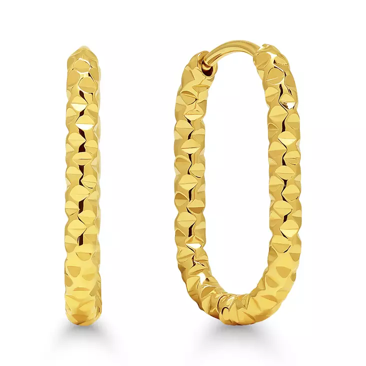 Teräskorvarenkaat timanttileik 17x13mm - Teräksiset korvakorut - SSE-1393G - 1