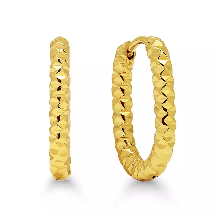 Teräskorvarenkaat timanttileik 17x13mm - Teräksiset korvakorut - SSE-1397G - 1