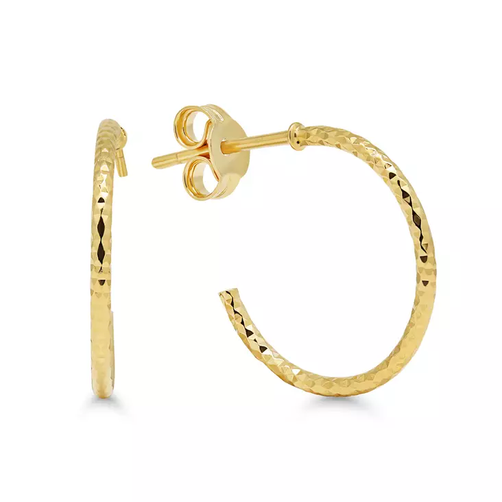 Timanttileikatut hopearenkaat 16 x 1,2mm - Hopeiset korvakorut - WE-37547G - 1