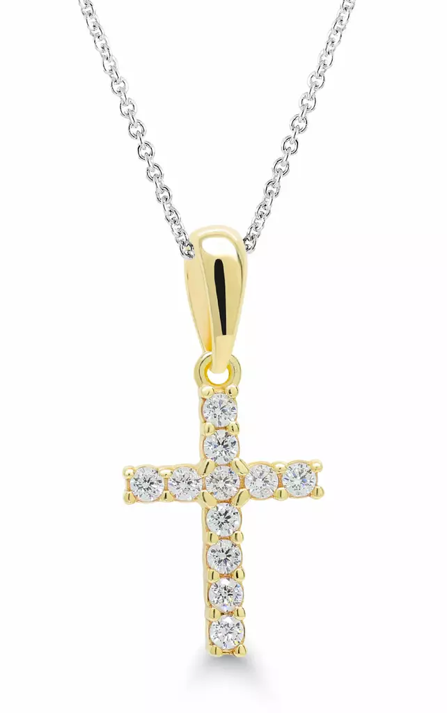 Hopearisti zirkonein 23x11mm kullattu - Rippiristi hopea - S4060ZG - 1