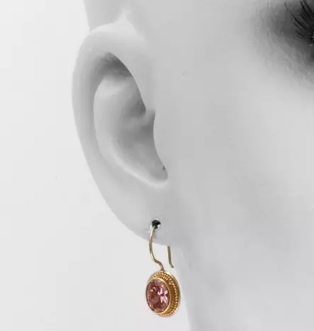 Korvakorut Kame koukku viistekivi pink 6x8mm - Kultaiset korvakorut - K40060PI - 2