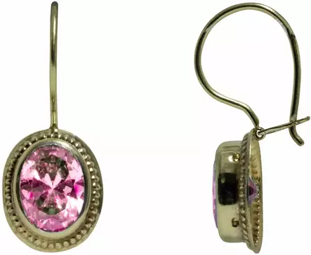 Kame koukku viistekivi pink 6x8 mm K40060PI - Kultaiset korvakorut - K40060PI - 1