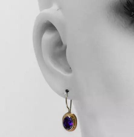 Korvakorut Kame koukku viistekivi kirkas 6x8 mm - Kultaiset korvakorut - K40060LI - 2