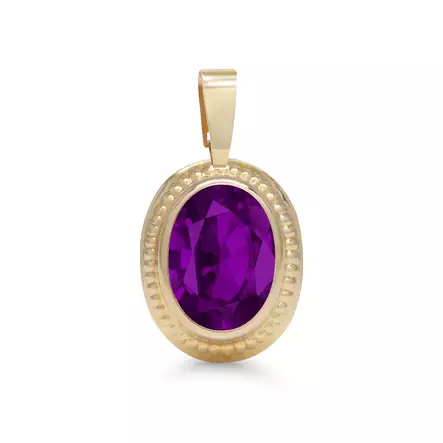 KK riipus 6x8mm ovaali lila zirkon - Kultaiset riipukset - K10061LI - 2
