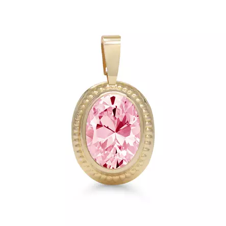 KK riipus 6x8mm ovaali pinkki zirkon - Kultaiset riipukset - K10061PI - 2