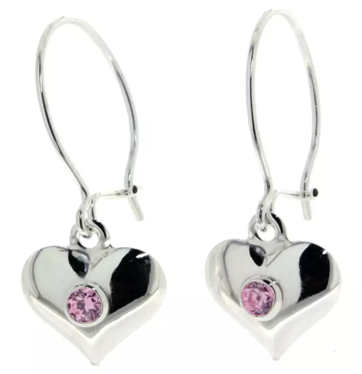 Hopeiset syd=C3=A4nkorvakorut pinkeill=C3=A4 zirkoneilla. H4001PI - Hopeiset korvakorut - H4001PI - 1