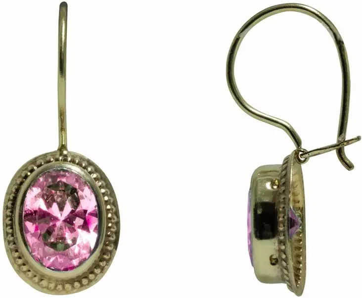 Kame koukku viistekivi pink 6x8 mm K40060PI - Kultaiset korvakorut - K40060PI - 1