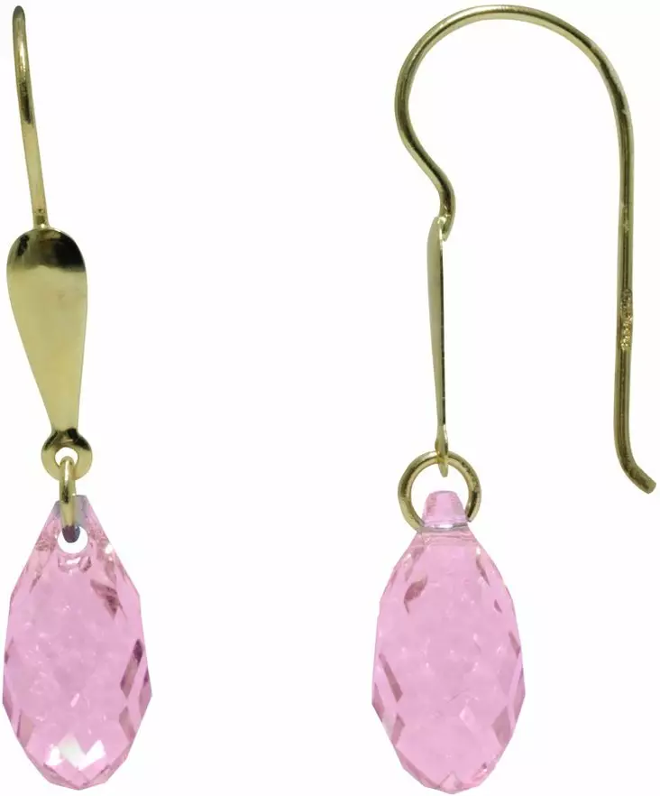 Pisara koukkukorvakoru viistehiottu pink K40134PI - Kultaiset korvakorut - K40134PI - 1