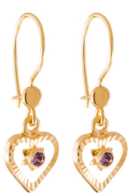 Syd=C3=A4nkorvakorut pinkeill=C3=A4 zirkoneilla K40040PI - Kultaiset korvakorut - K40040PI - 1