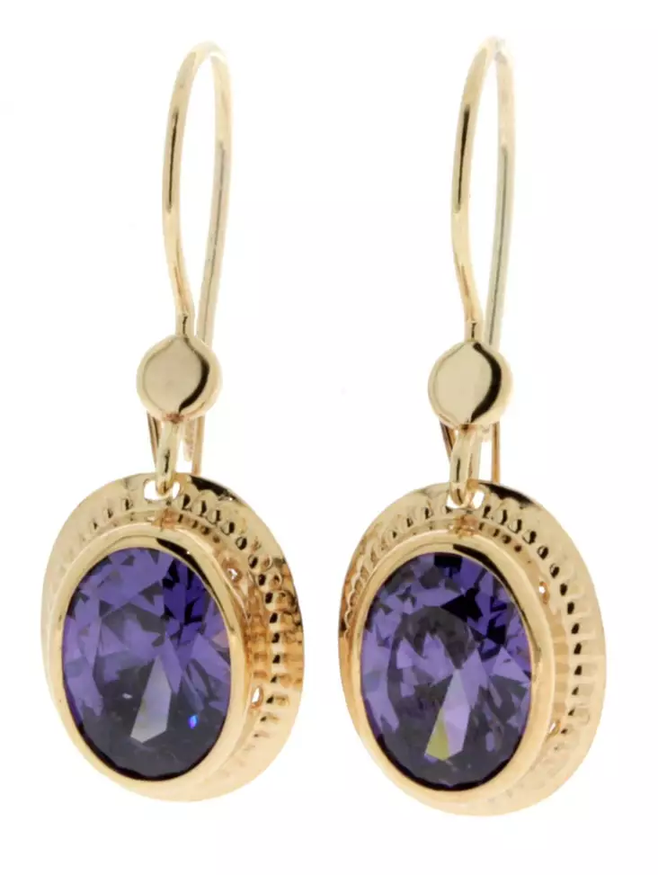 Kultaiset korvakorut violeteilla korukivill=C3=A4 K40074LI - Kultaiset korvakorut - K40074LI - 1