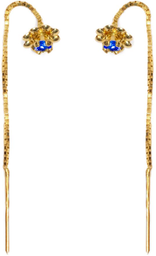 L=C3=A4pivedett=C3=A4v=C3=A4 Pikkukukka sininen K20196SI - Kultaiset korvakorut - K20196SI - 1