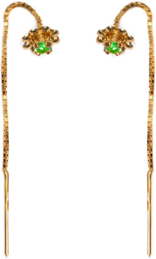 L=C3=A4pivedett=C3=A4v=C3=A4 Pikkukukka viihre=C3=A4 K20196VI - Kultaiset korvakorut - K20196VI - 1