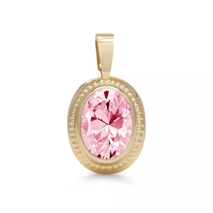 KK riipus 6x8mm ovaali pinkki zirkon - Kultaiset riipukset - K10061PI - 2