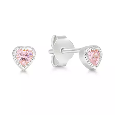 Sydän tappi korvakoru pink - Hopeiset korvakorut - WE-70274pink - 1