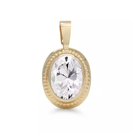 KK riipus 6x8mm ovaali kirkas zirkon - Kultaiset riipukset - K10061K - 3