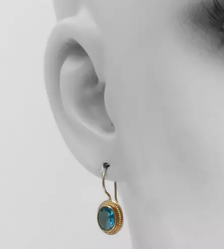 Korvakoru Kame koukku viistekivi Aqua 6x8 mm - Kultaiset korvakorut - K40060AK - 3
