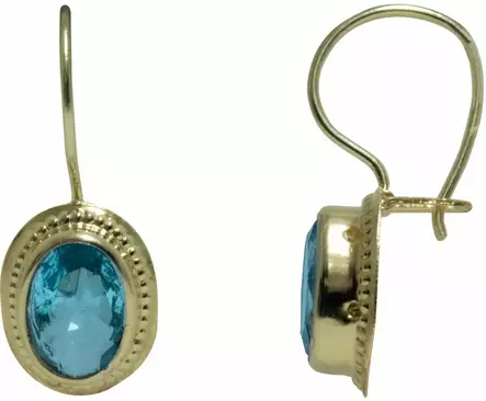 Korvakoru Kame koukku viistekivi Aqua 6x8 mm - Kultaiset korvakorut - K40060AK - 2