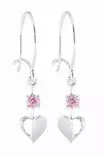hopeiset korvakorut pinkin v=C3=A4risill=C3=A4 zirkoneilla. - Hopeiset korvakorut - TK761-PINK - 1