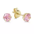 Kultakorvakorut pinkeillä zirkoneilla 4mm tappi - Kultaiset korvakorut - 6-148991PINK - 1