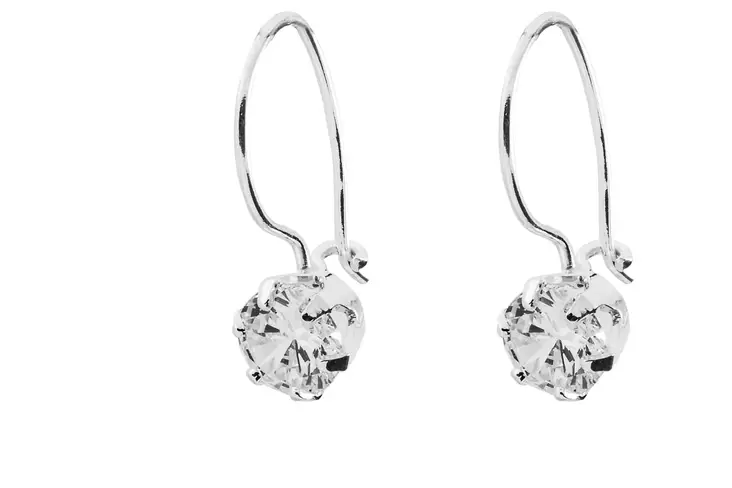 Hopeiset koukkukorvakorut zirkoneilla - Hopeiset korvakorut - H4105K - 1