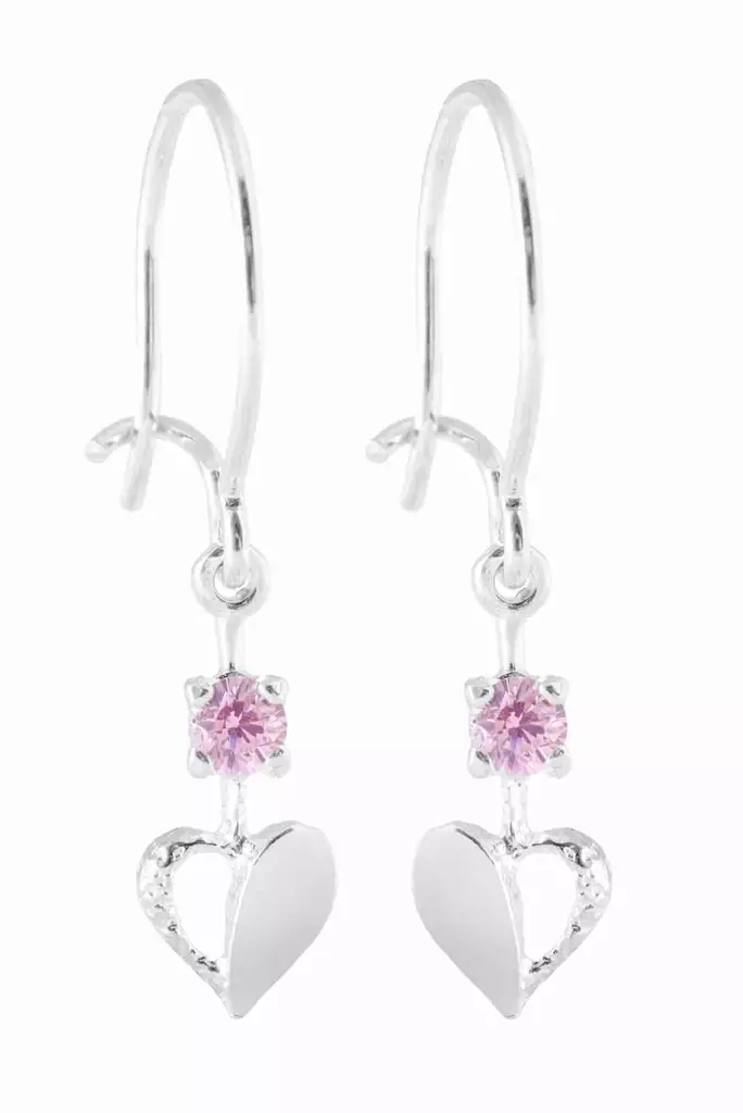 hopeiset korvakorut pinkin v=C3=A4risill=C3=A4 zirkoneilla. - Hopeiset korvakorut - TK761-PINK - 1