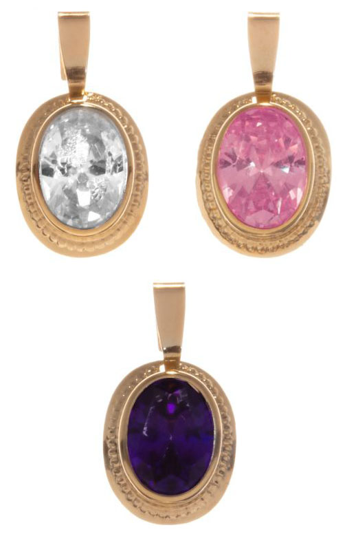 Kamee viistehiottu zirkon 8x6mm K10061 - Kultaiset riipukset - K10061K - 1