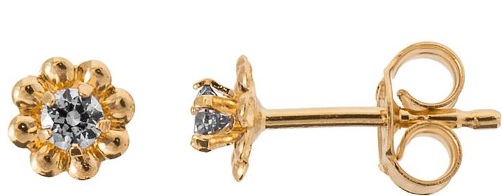 Korvakorut Kukkakivi tappi 2mm kirkas - Kultaiset korvakorut - K20191K - 1