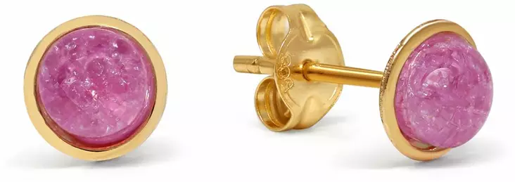 Kultaiset korvakorut violeteilla kivill=C3=A4 140641PINK - Kultaiset korvakorut - 140641PINK - 1