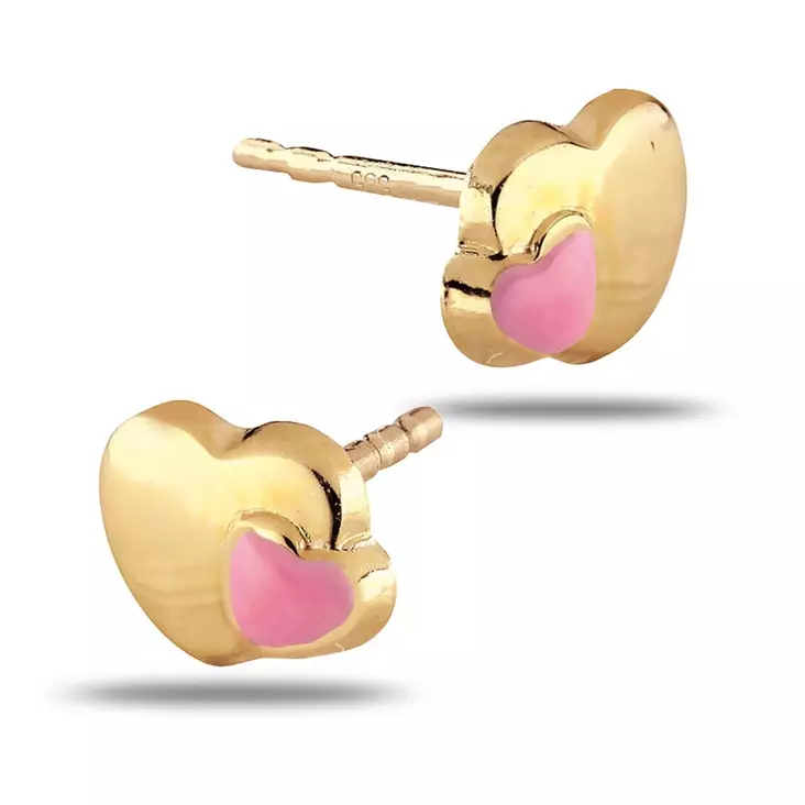 Kultaiset tuplasyd=C3=A4n korvakorut - Kultaiset korvakorut - 139761PINK - 1